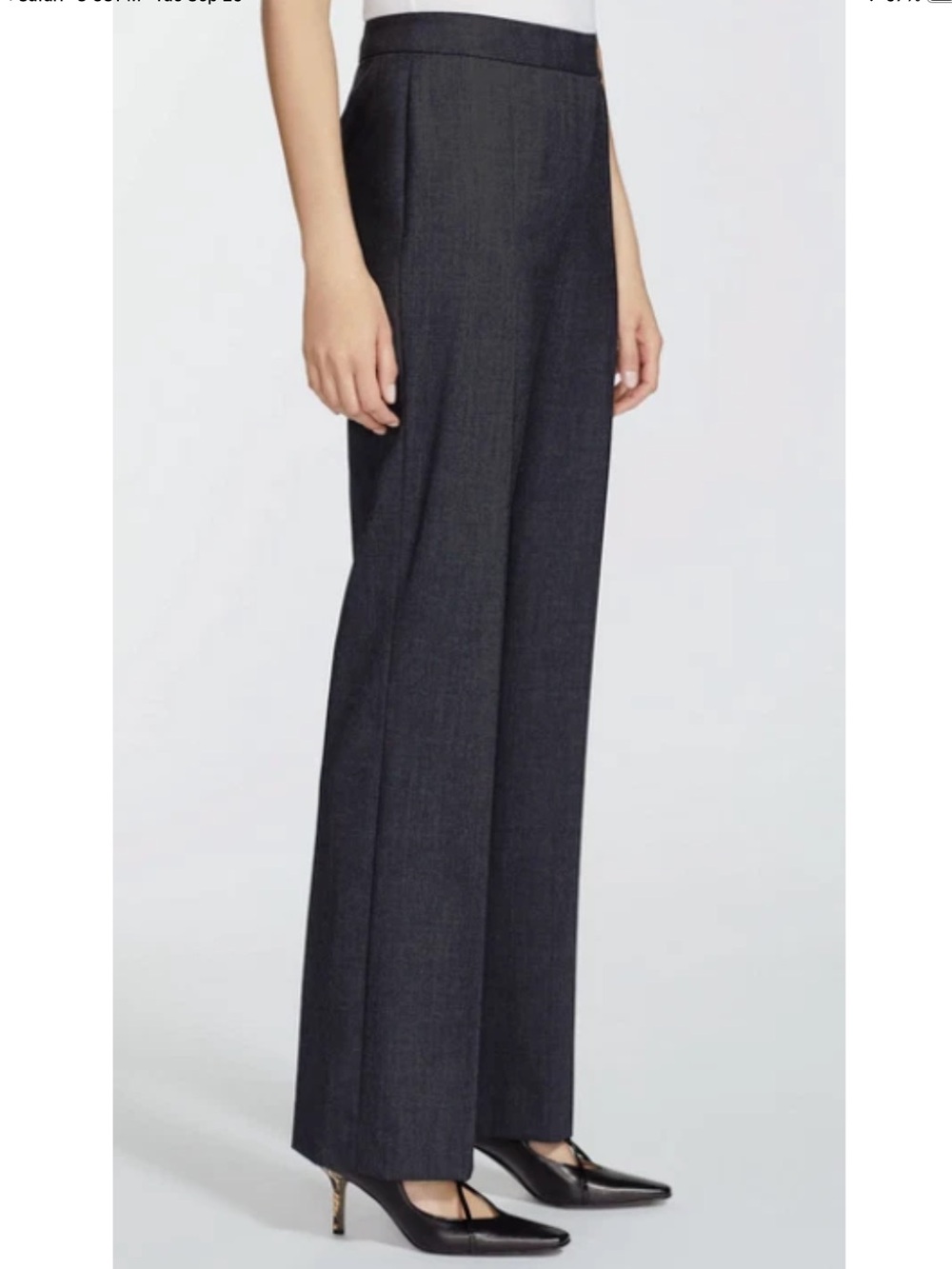 NWT $298 Lafayette 148 New York Classic Wool Blend Trousers Smoke Grey 14 Large